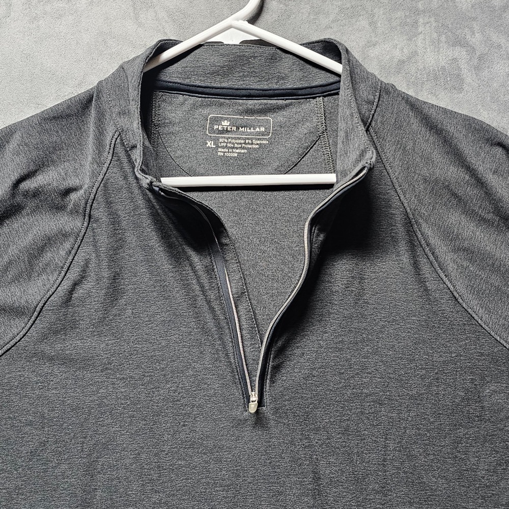 Peter Millar Mens XL Black Quarter Zip Pullover LE0EK42MLG UPF 50+